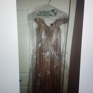R & M Richards Off-the-Shoulder Gown